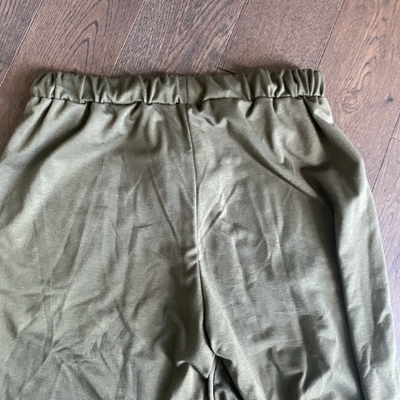 ROSKIKI Drawstring Elastic Waist Sports Lounge Pants with Pockets Green Size L - Picture 7 of 9